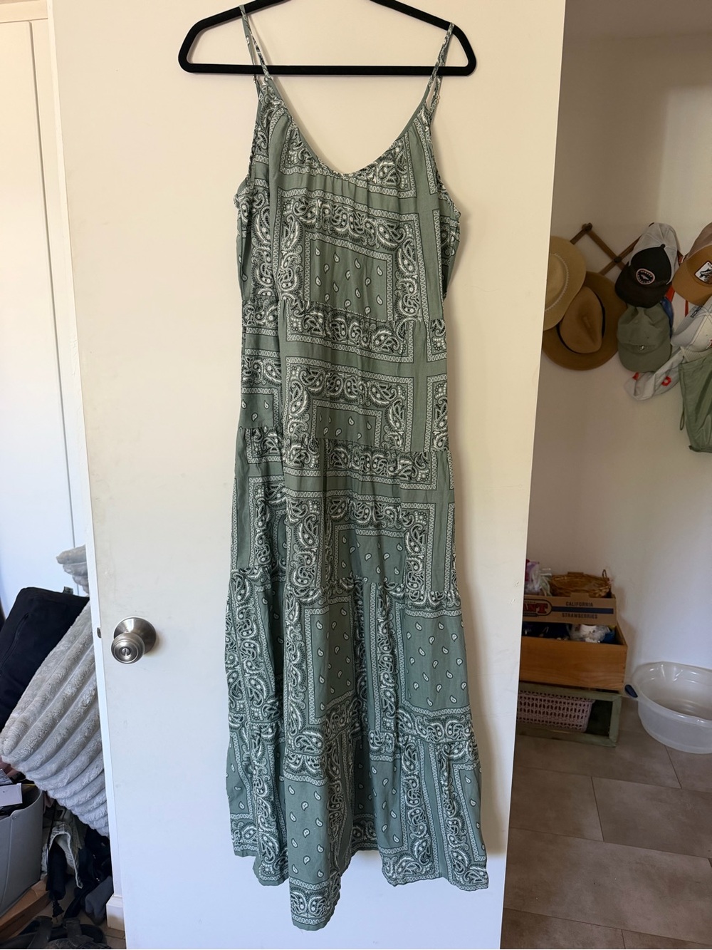 Shade & Shore Sage Green Bandana Print Maxi Dress